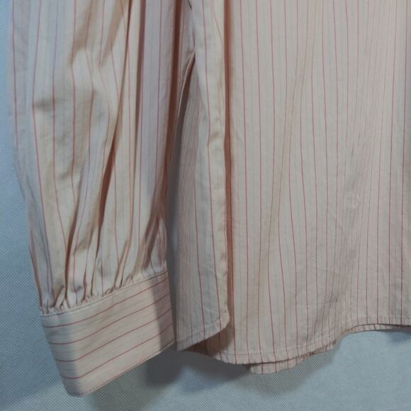 Treasure & Bond Pink Stripe Puff Sleeve Button Back Long Sleeve Top Size M - Picture 4 of 9